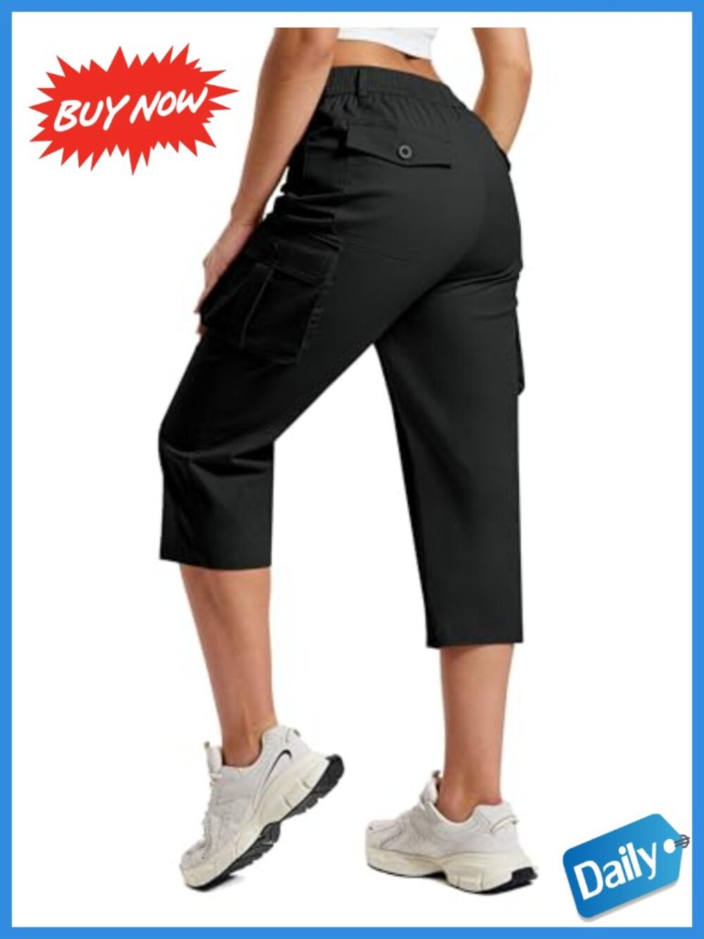 Womens Cargo Capris Cotton Blend 6 Pockets Summer Casual Hiking Pants
